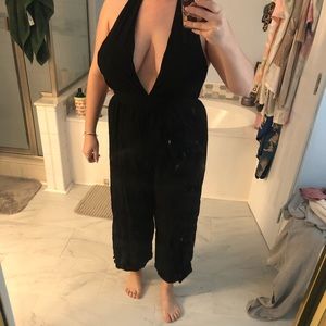 Black halter long jumpsuit nwot